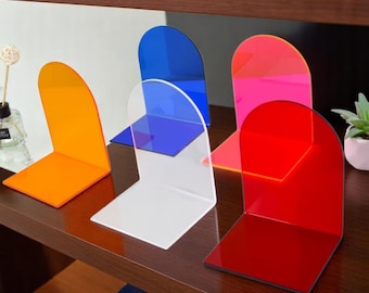 アクリルブックエンド | モダンな本棚装飾 | ブックストッパーセット | 読書愛好家へのギフト | デスクブックエンド | 家庭用本収納オーガナイザー。