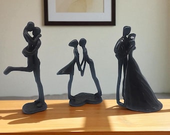 Abstract Couple Sculpture | Romantic Resin Figurine Decor | Modern Love Statue for Home Office Tabletop Display