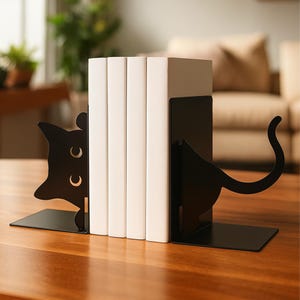 Cat Metal Bookend | Bookends | Book Holder | Book Support | Bookshelf Organizer | Cute Cat Bookends | Gift Bookend | Decorative Office Decor