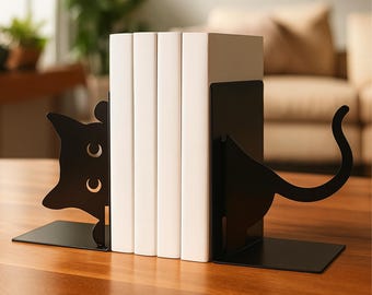Cat Metal Bookend | Bookends | Book Holder | Book Support | Bookshelf Organizer | Cute Cat Bookends | Gift Bookend | Decorative Office Decor