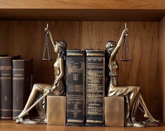 Lady Justice Statue Bookend Resin Roman Goddess Figurine Law Office Decor Legal Symbol Sculpture Gift for Lawyers Judge Graduation Decor