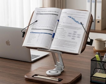 Black Walnut Solid Wood Reading Rack Student Heightening Bracket Tablet Notebook Holder, Dark Academia Aesthetic Mini Desk Teacher Gift