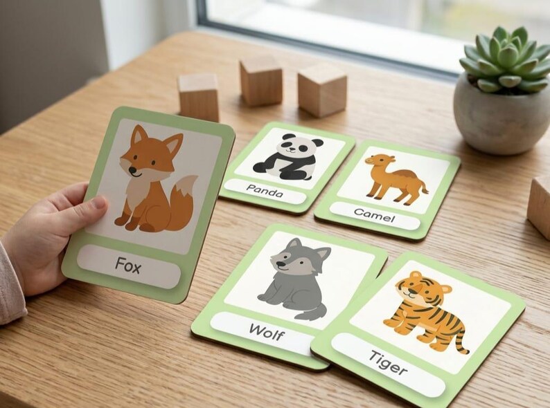 Wild Animals Flashcards, Montessori Safari, Toddler Learning Prints ...