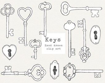 Alter Schlussel Clipart Etsy
