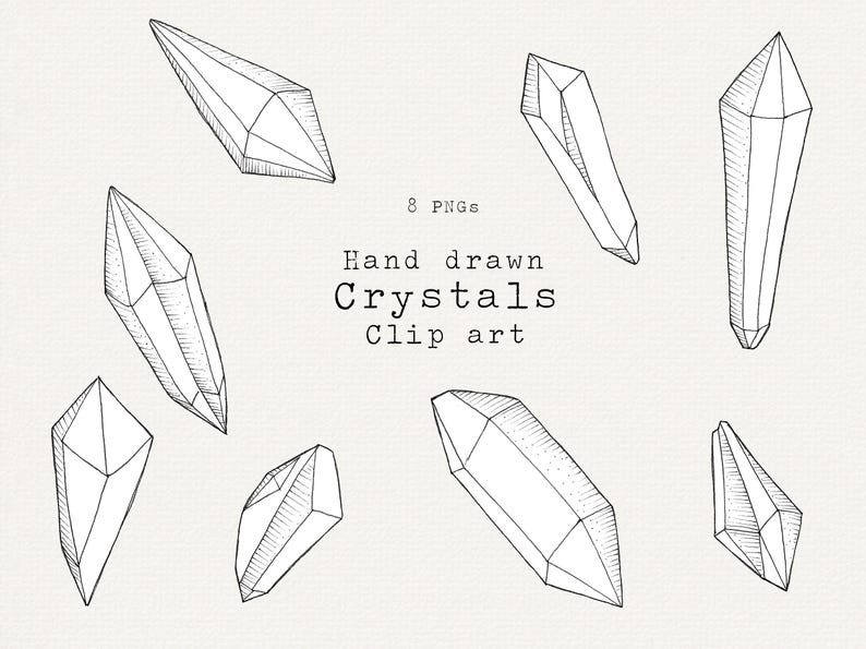 Hand Drawn Crystal Clip Art - PNG Graphics, Crystal Illustrations (8 ...