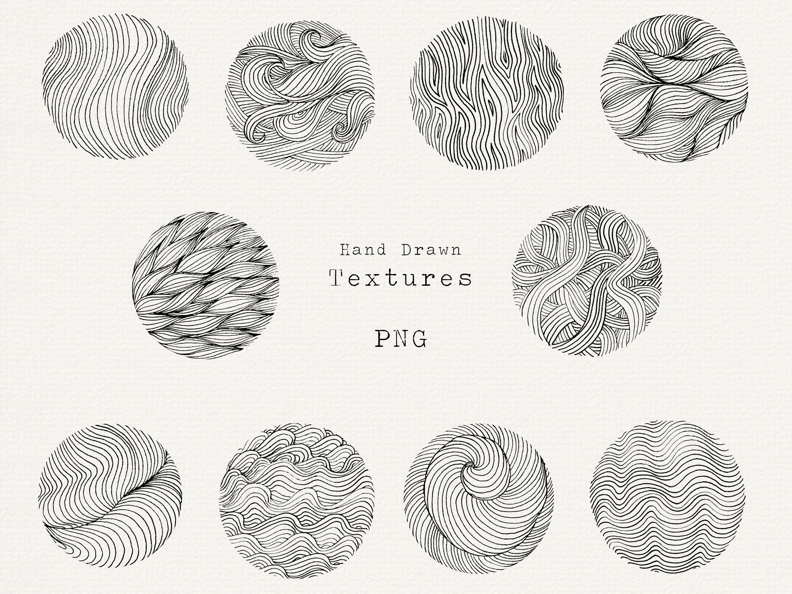 Hand Drawn Line Art Textures - Abstract PNG Graphics (digital Download ...