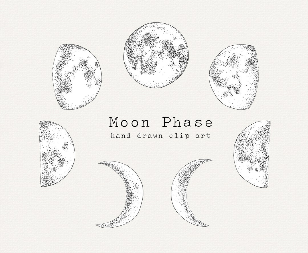 Moon Phase Clipart, Moon Clip Art, Moon PNG, Witchy, Witchcraft, Half
