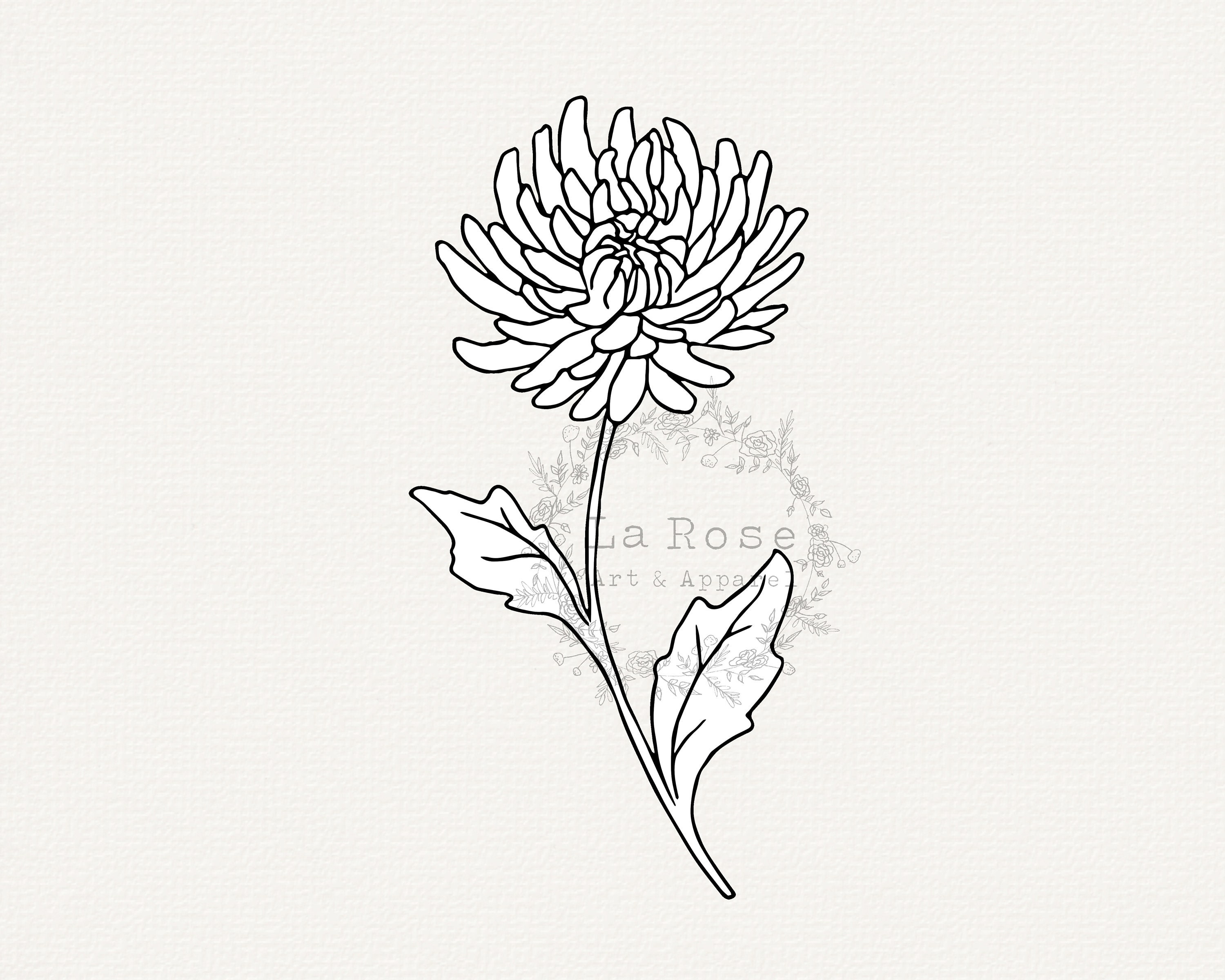 Chrysanthemum SVG, Chrysanthemum Flower Hand Drawn Clipart, November Birth  Month Flower, Birthday Flower, Cricut Cut File, Floral Line Art 