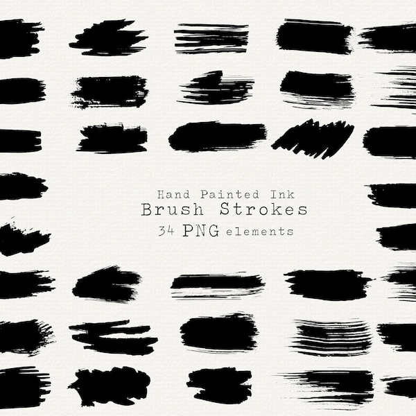 Brush Stroke PNG, Brush Stroke Clip Art, Hand Painted Brush Stroke, Brushstroke Digital Download, Brush Stroke Texture, Texture Overlay PNG