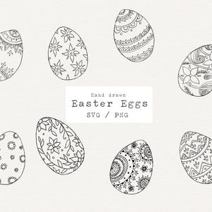 Imágenes prediseñadas de huevos de Pascua, arte lineal de huevos de Pascua, SVG de Pascua, archivo de corte de gráficos de Pascua para Cricut, imágenes prediseñadas de arte lineal moderno, tarjeta de Pascua
