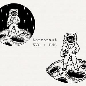 Astronaut SVG, Weltall SVG, Schwarzweiß-Weltraum Clipart, Weltraum Clip Art, Mond, himmlisch, Dateien für Cricut, Sublimation, DIY Karten