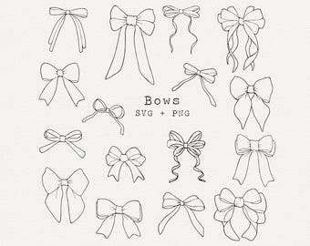 Coquette Bow SVG Bundle, Valentine Line Art (Digital Download)