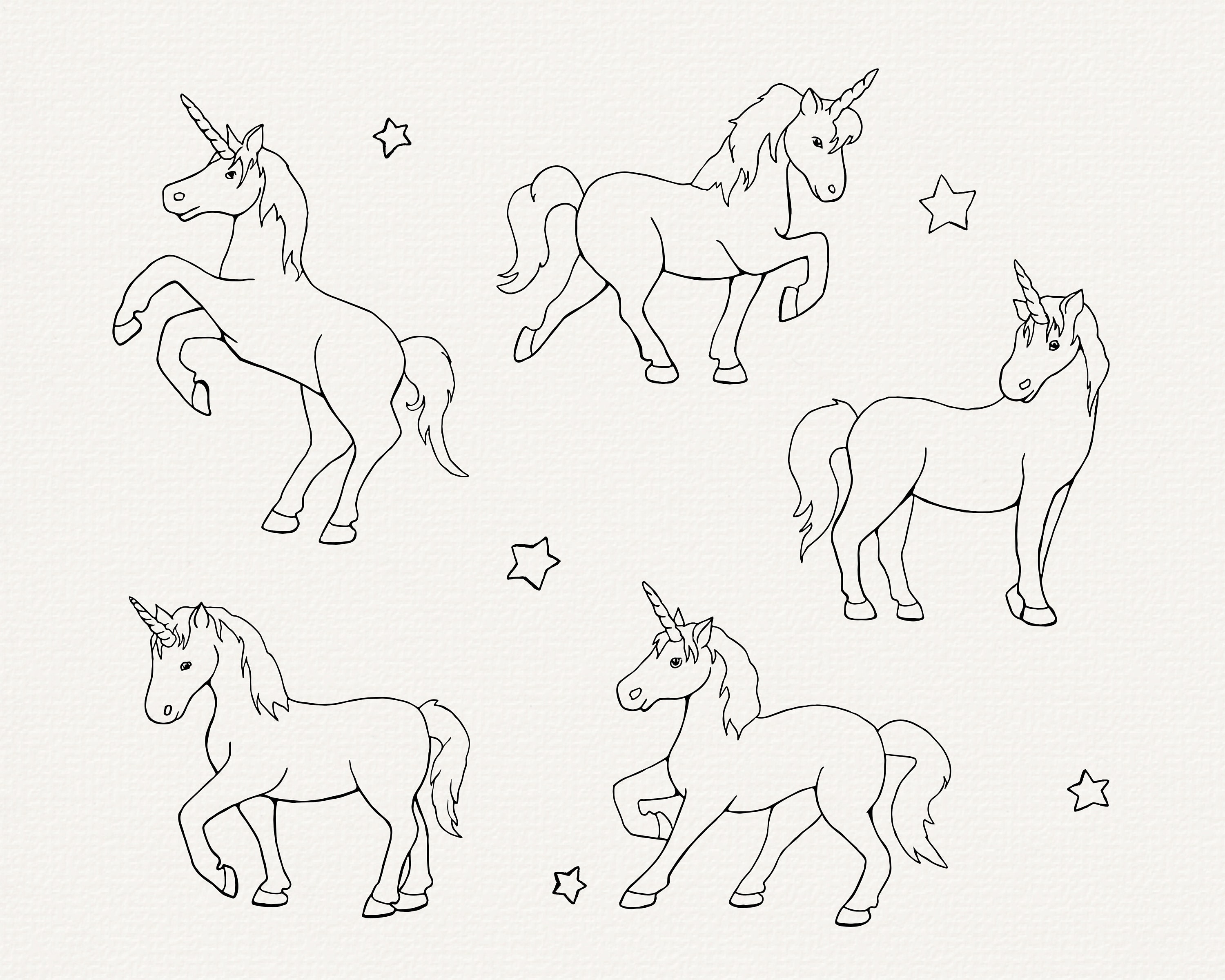 Cute Unicorn Outline Drawing Clip Art Set – Daily Art Hub // Graphics,  Alphabets & SVG