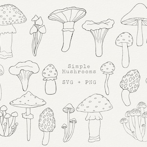 Simple Mushroom SVG Bundle, Mushroom Outline, Cut File for Cricut, Silhouette, Die Cut, Laser Cutting, Mushroom Line Art Clipart, Commercial