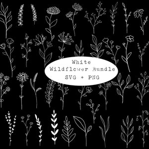 Black and White Flower CLIPART Bundle Free PNG