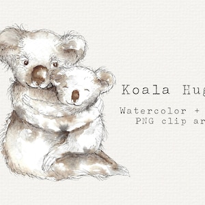 Cute Koala Clipart, Watercolor Koala Clip Art, Hand Painted Koala, Mom ...