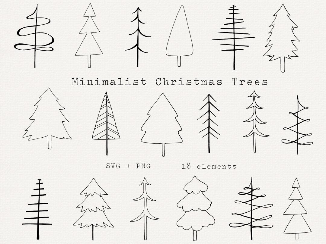 Minimalist Christmas Tree SVG, Hand Drawn Christmas Tree Clip Art