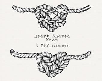 Heart Shaped Knot PNG, Love Knot Clip Art, for Wedding Invitation, Valentines Card, Commercial Use, Hand Drawn Line Art, Love, Marriage