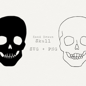 Simple Skull SVG, Skull Silhouette, Skull Stencil, Halloween Clip Art, Hand Drawn Skull Line Art, Commercial Use, Cricut Cut File, Digital