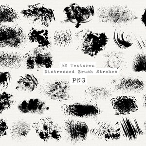 Distressed Texture Brush Strokes PNG, Grunge Texture, Texture Clip Art, Textured Overlay, Digital Paint Brush, Natural Brushstrokes PNG image 1