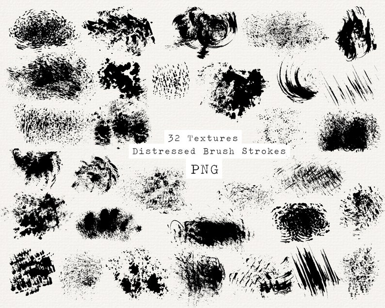 Distressed Texture Brush Strokes PNG, Grunge Texture, Texture Clip Art, Textured Overlay, Digital Paint Brush, Natural Brushstrokes PNG image 1