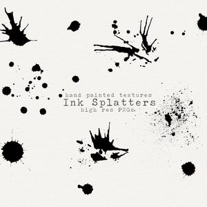 Tinte Splatter Clip Art, bespritzte Tinte Clipart, Tinte tropft PNG, Farbspritzer Textur für kommerzielle Nutzung, künstlerische Texturen Digital Download