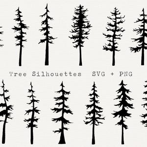 Alberi SVG, Foresta SVG, Vettore Alberi Sempreverdi, Silhouette Pino, Abete, Cedro, File Tagliato, per Fustellatura, Incisione Laser, Cricut