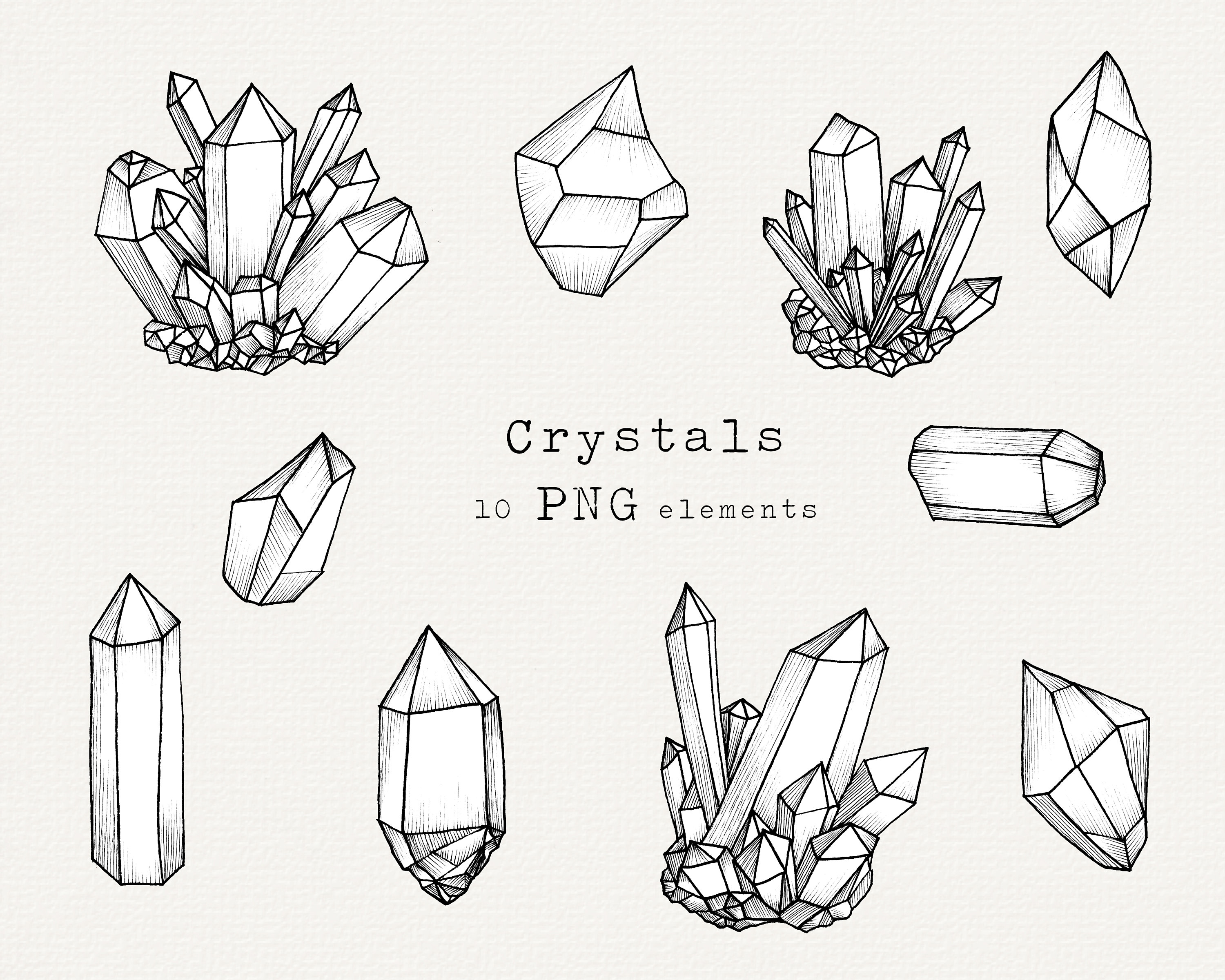 Crystal Clip Art Crystals PNG Hand Drawn Crystal Etsy