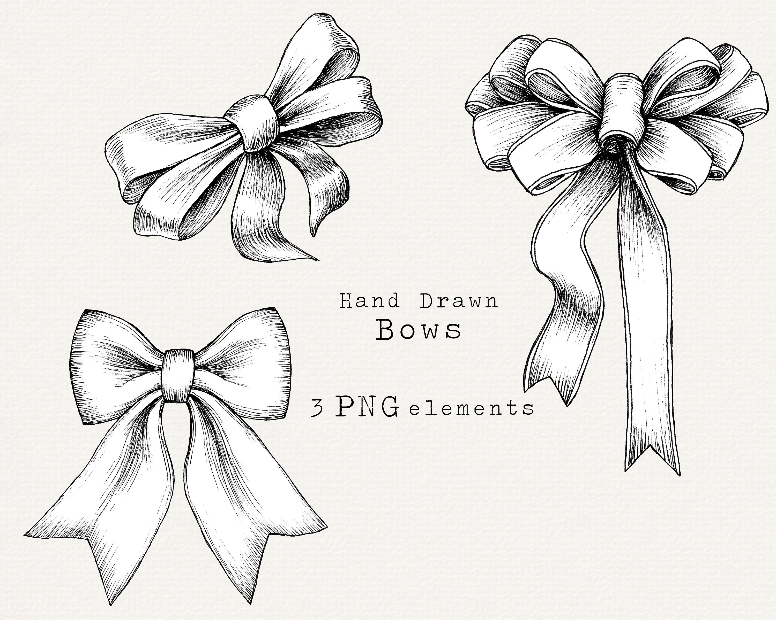 Ribbons and Bows Clip Art, Hand Drawn Bow PNG, Christmas Bow, Gift Bows,  Holiday Bows, Outline for Coloring, for Invitation, Holiday Cards -   Norway