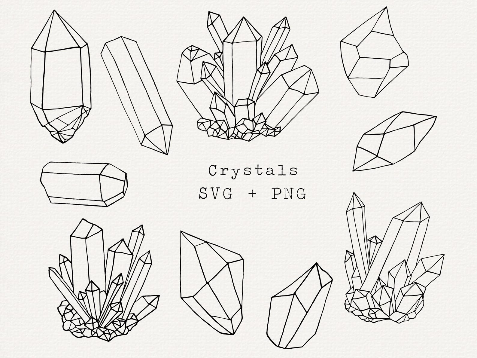 Crystal Stack Outline Crystal Outline SVG, PNG Clipart, Gemstone Vector Graphics, Line Art ...