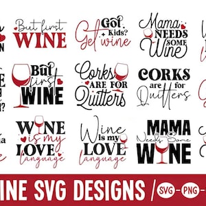 Wine SVG Bundle: Funny Wine Quotes, Cricut & Silhouette Files (Digital Download)