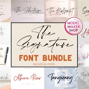 The Signature Fonts Bundle,Elegant Script and Cursive Fonts for Logos Invitations Branding and creative design-instant download
