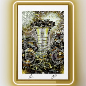 Lewis Hamilton Max Verstappen Poster Abu Dhabi Grand Prix GP | Comic style F1 Print | F1 Prints Wall Art Poster Picture Photo | Formula One