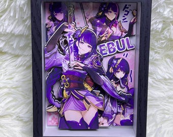 Handmade Raiden 3D Picture Frame 7IN : Genshin Impact Gift
