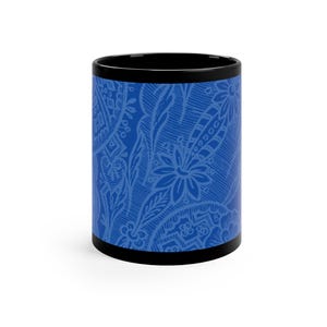 Elegant Blue Patterned Coffee Mug, 11oz - Perfect for Gifts, Tea Lovers, Home Decor, Office Use, Drinkware