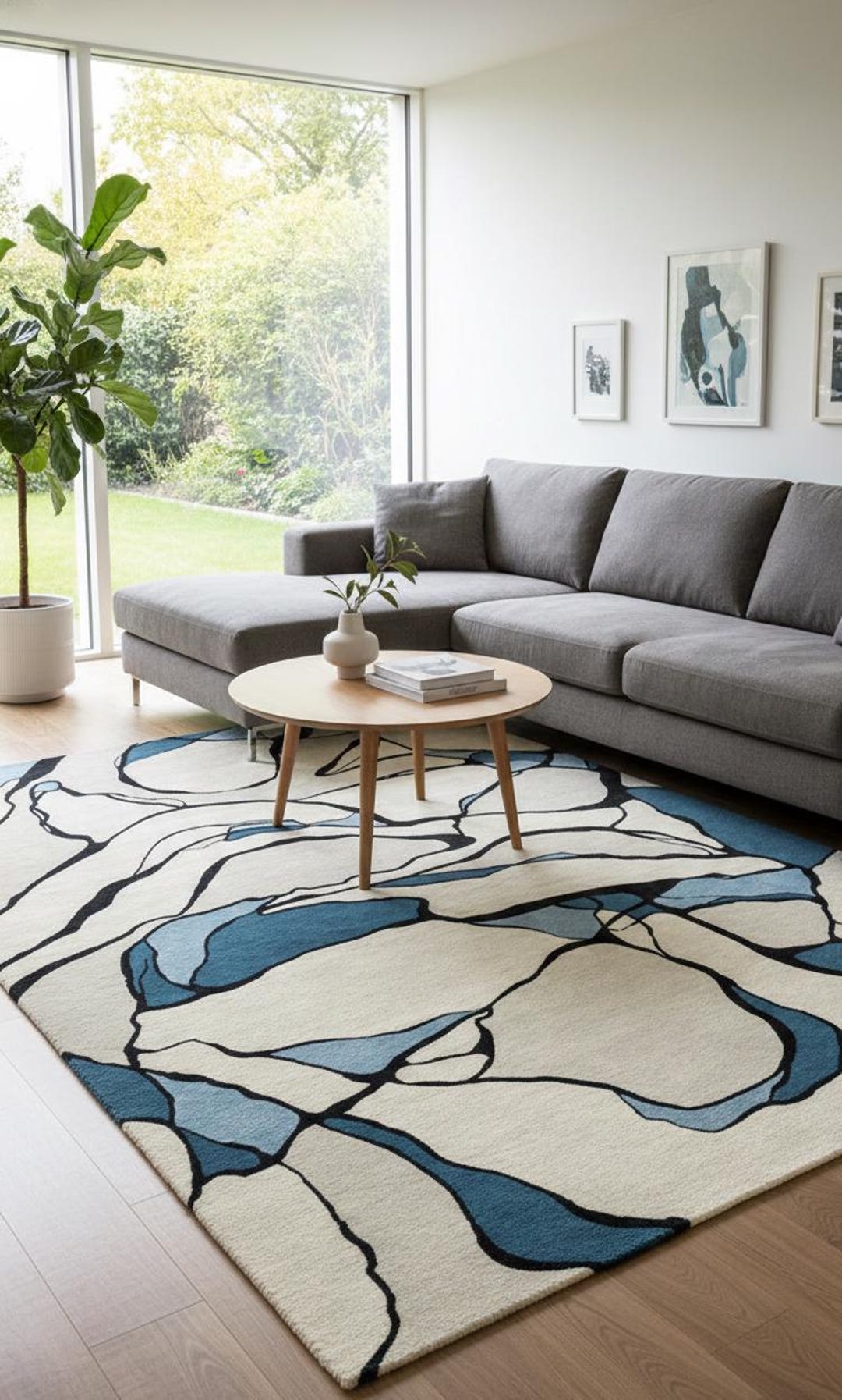 Hand Tufted Modern Abstract Blue & Ivory Marble Pattern Area Rug - Etsy