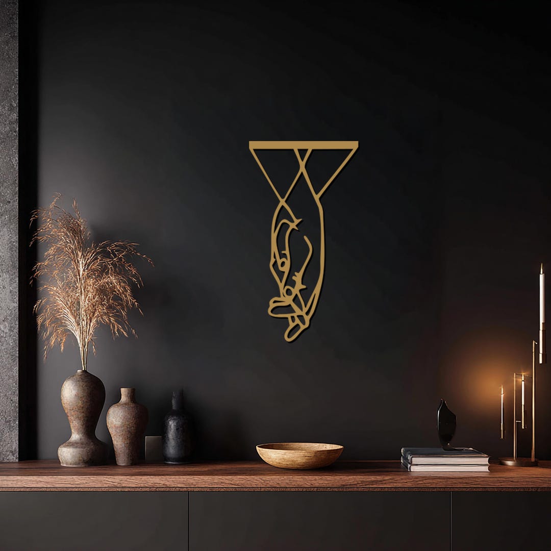 Minimal Line Art, Abstract Figure Decor, Vertical Metal Wall Art ...