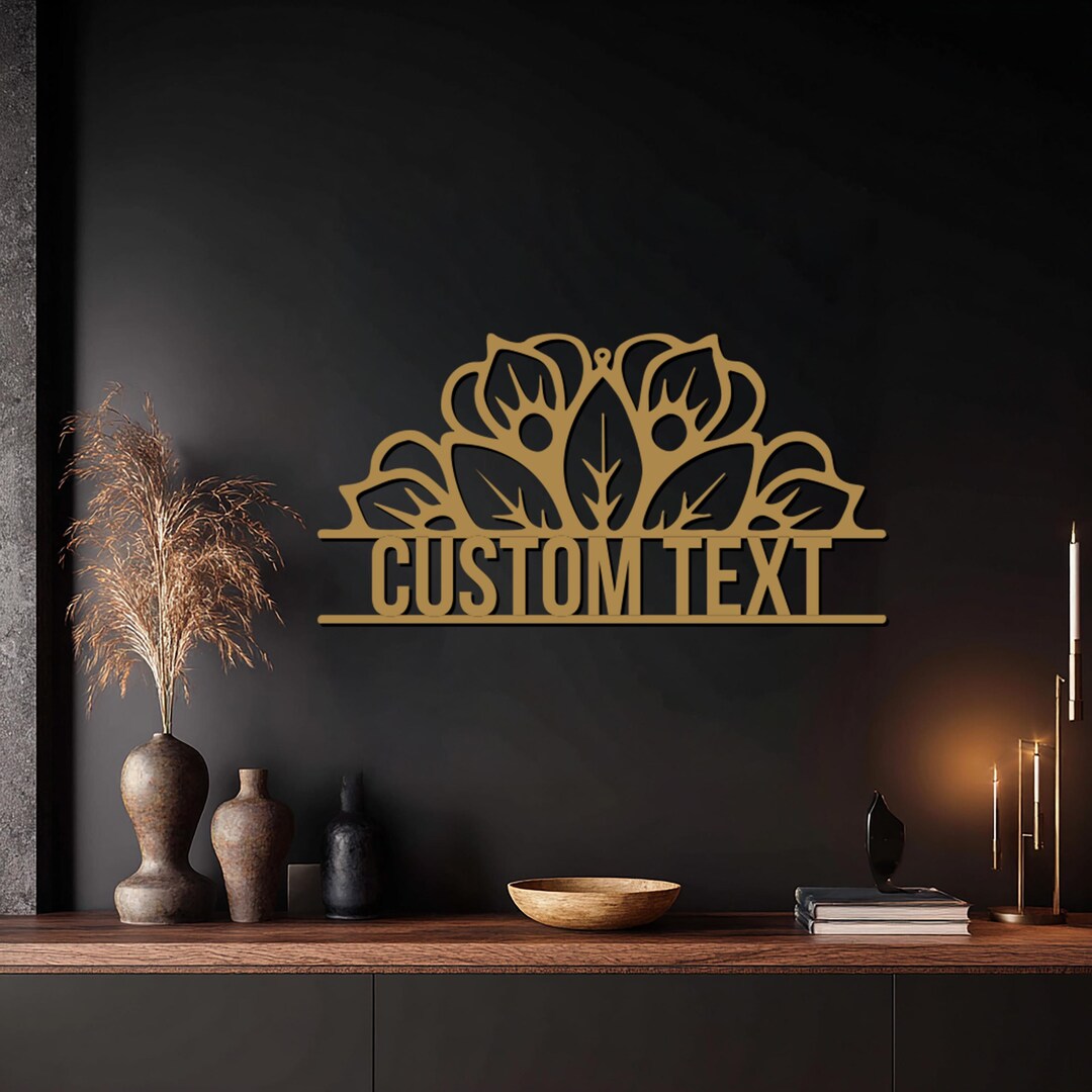Custom Floral Metal Wall Art Sign, Personalized Flower Name Plaque ...