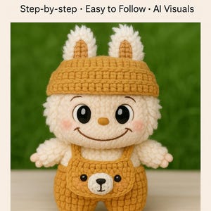 Labubu Amigurumi Crochet Pattern PDF – Cute Plush Toy Tutorial, Velvet Chenille Yarn, Easy Step-by-Step, Instant Download, Beginner Friendly