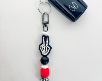 Skeleton Keychain: E-Reader Accessory with Metal Heart Loop