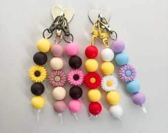 Sunflower Beaded Keychain | 4in Bag Charm