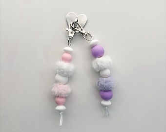 Fuzzy Beaded Keychain | E-reader, Kindle Charm