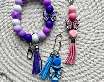 Butterfly Keychain: Silicone Beaded Bag Charm for Stanley & Owala