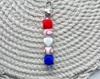 Phillies Baseball Keychain: Customizable Team Colors Bag Charm