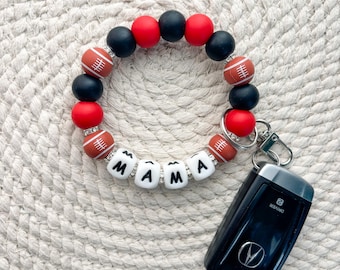 Customizable Sports Mama Beaded Wristlet Keychain: Team Colors