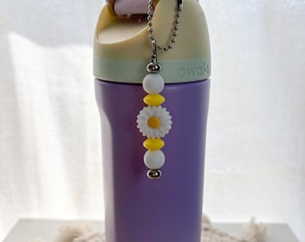 Flower Tumbler Keychain: Stanley Owala Accessory, Colorful Silicone Beads