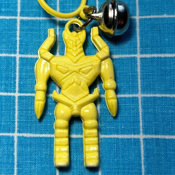 Vintage Bell Charms Clip Charms Yellow Transformer Vintage 80's Charms yellow robot Toy Charms bell clip on Charms 80s kid