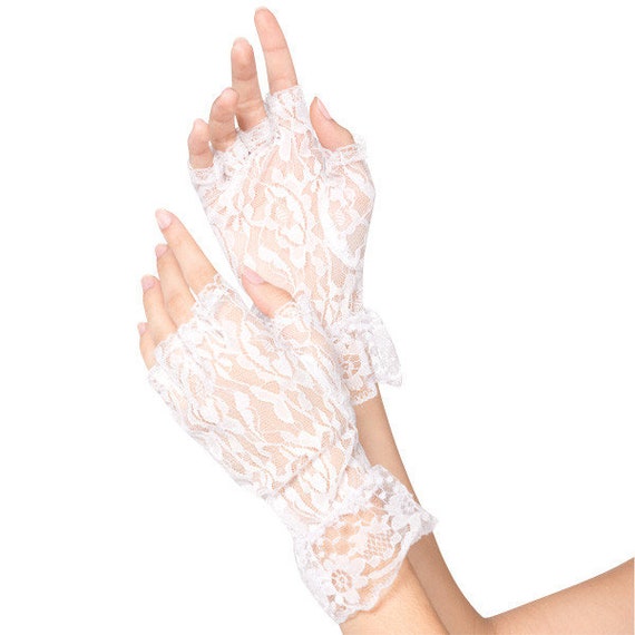 white Lace Gloves 80's party 80's Bride costume 80
