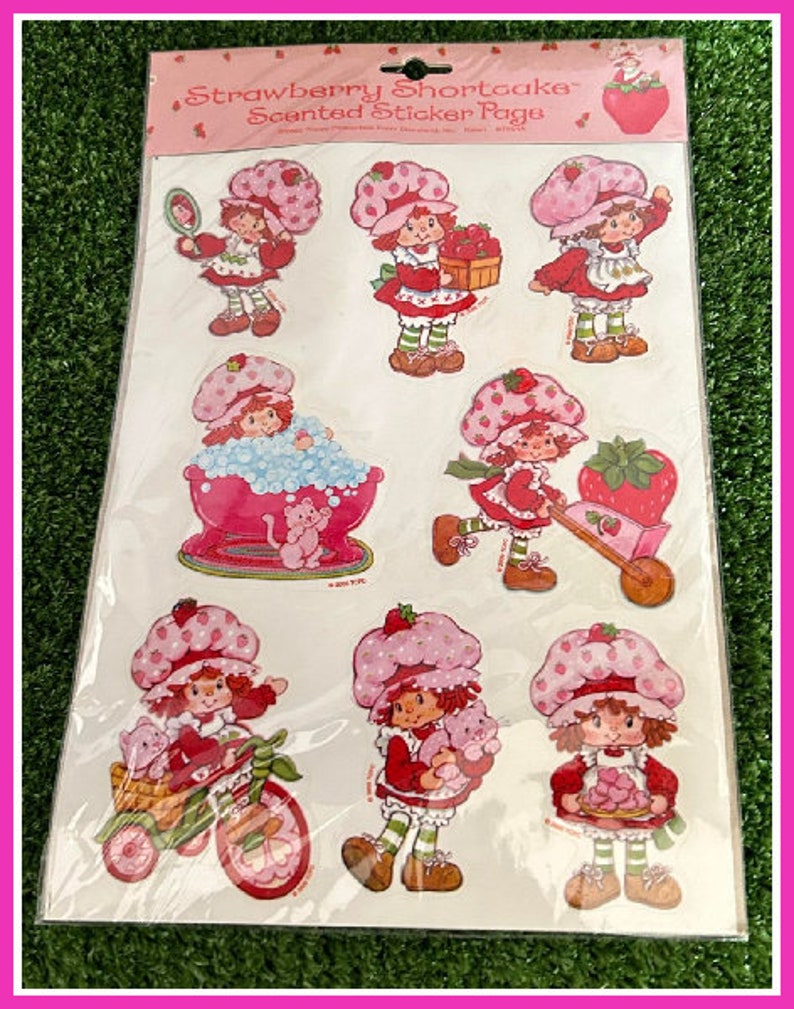 Sealed 2000 Vintage Strawberry Shortcake scented sticker page new in package stickers Those characters from cleveland 画像 1
