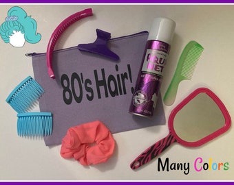 Nostalgic 80's hair gift set Aqua net hairspray teen getting ready scrunchie  80s gift 80s banana clip  80s nostalgia box 80s mystery gift